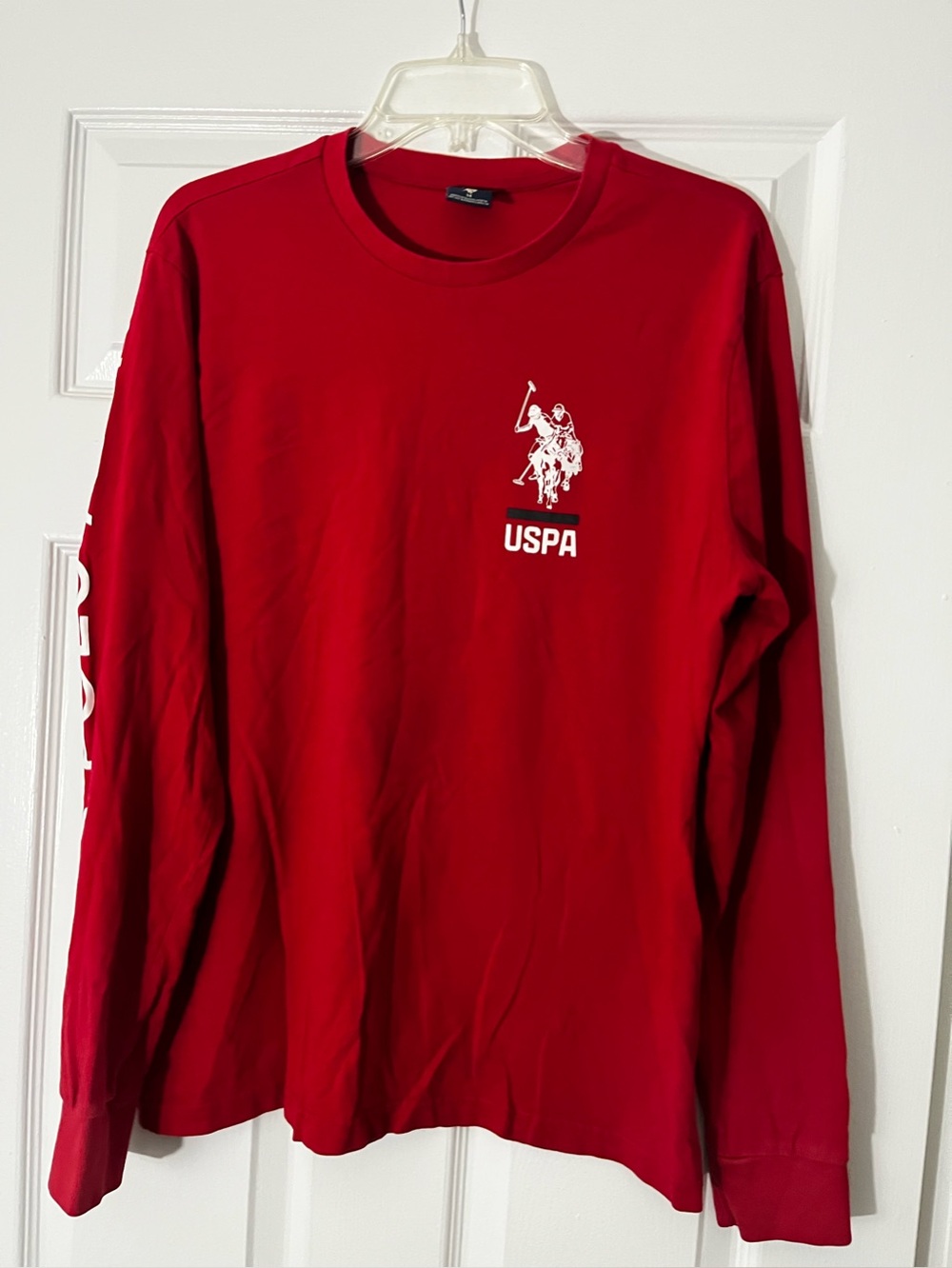 U.S. Polo Assn. Red Long Sleeve Crew Neck Shirt with White Logo